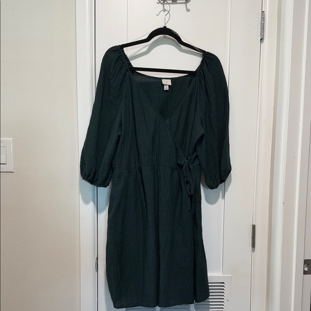 Forest Green Wrap Dress